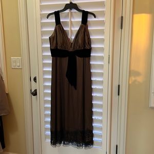 Midi length Kay Unger Cocktail dress with velvet accents and beading at hem